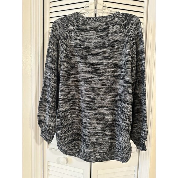 ADRIENNE VITTADINI Womens Long sleeve Black Gray Cable Knit Pullover Sweater XL - Picture 2 of 7